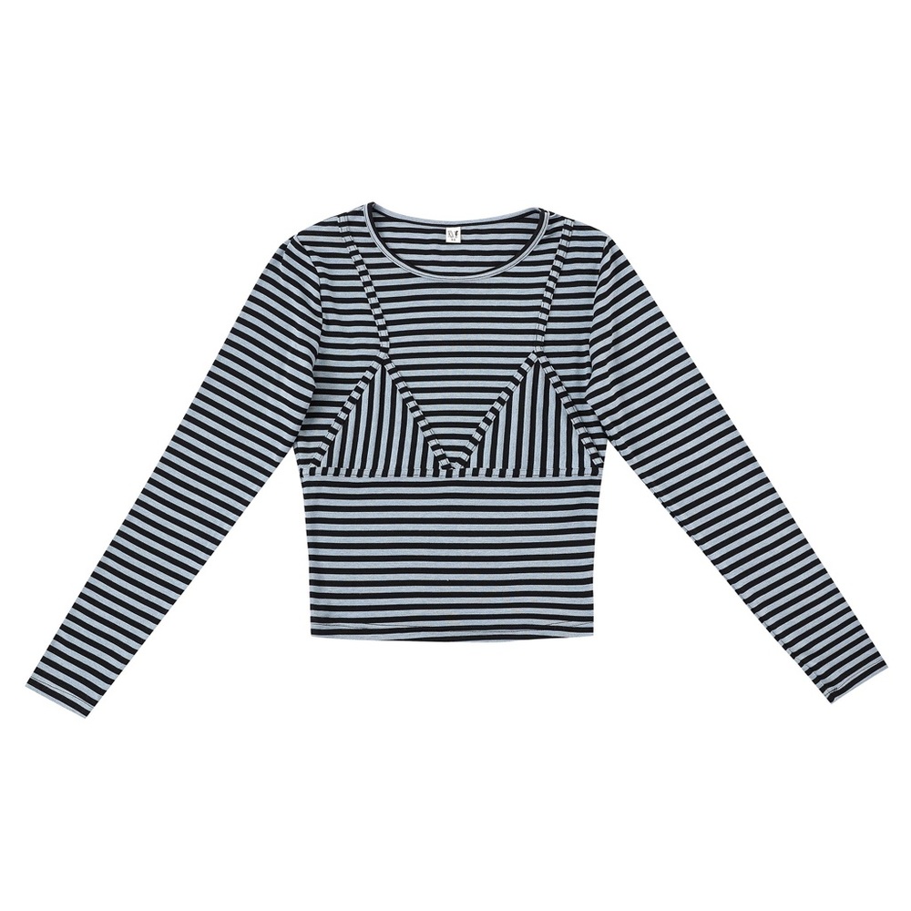 Fashion Brand Company Long Sleeve Bikini Bod Blue Stripe Size M